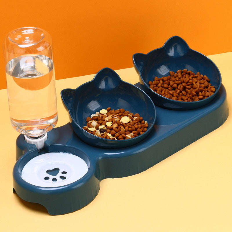 Food Basin Double Bowl Protective Cervical Spine Automatic Drinking Bowl Pet Supplies