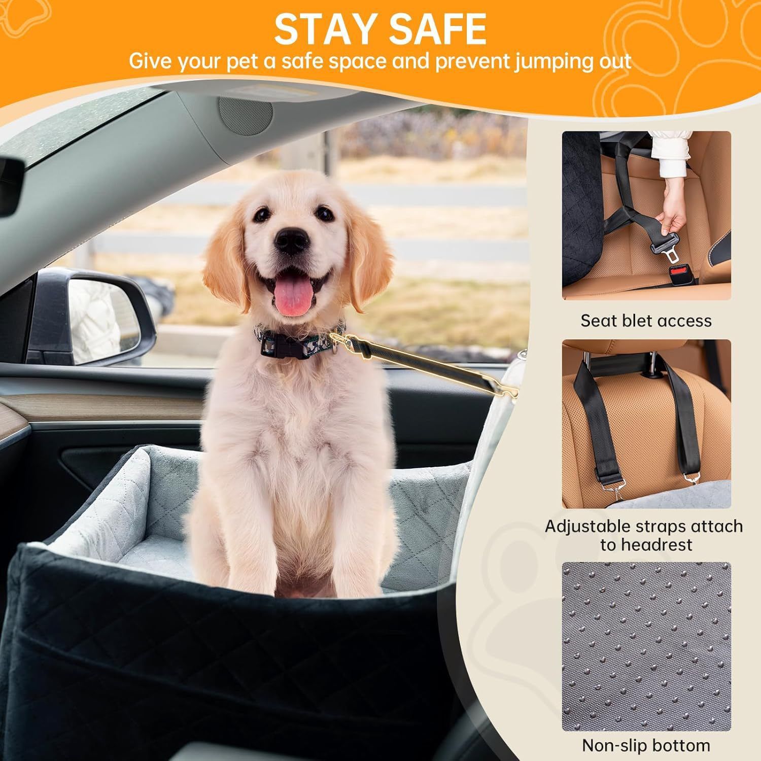 Pet Car Bed For Small And Medium-sized Dogs Soft Cushion For The Backseat